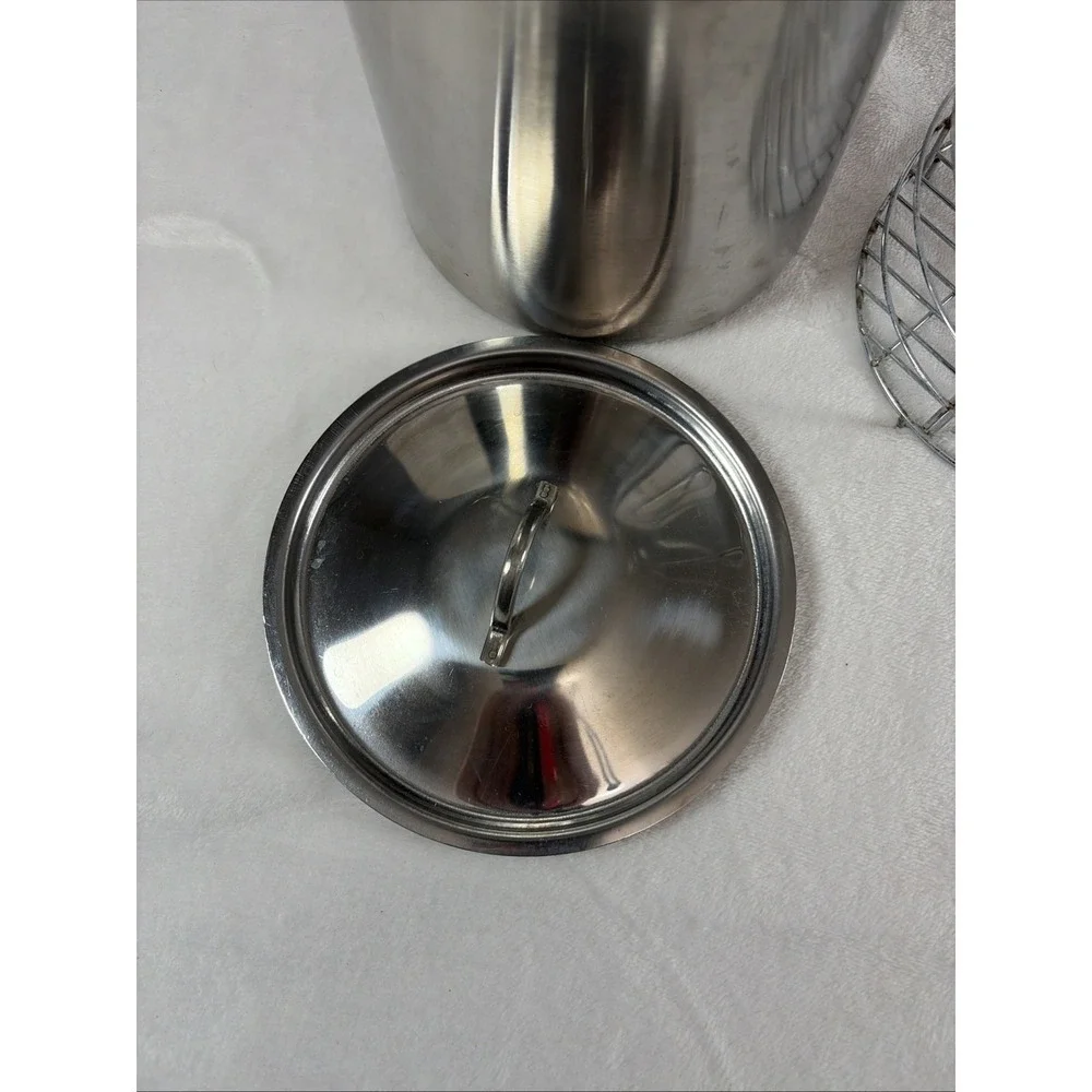 Stainless Steel Tall Vegetable Steamer With Wire Basket Asparagus Corn Pasta GUC